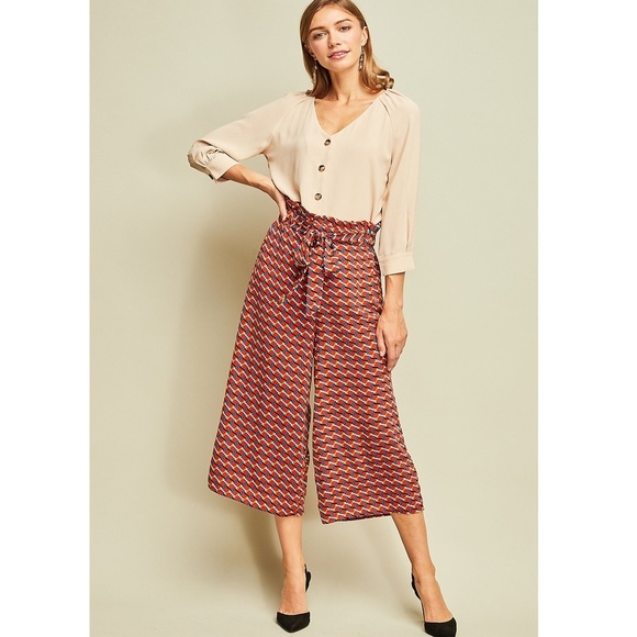 NWT Orange High-Waist Pants Culottes size Small - Picture 3 of 8